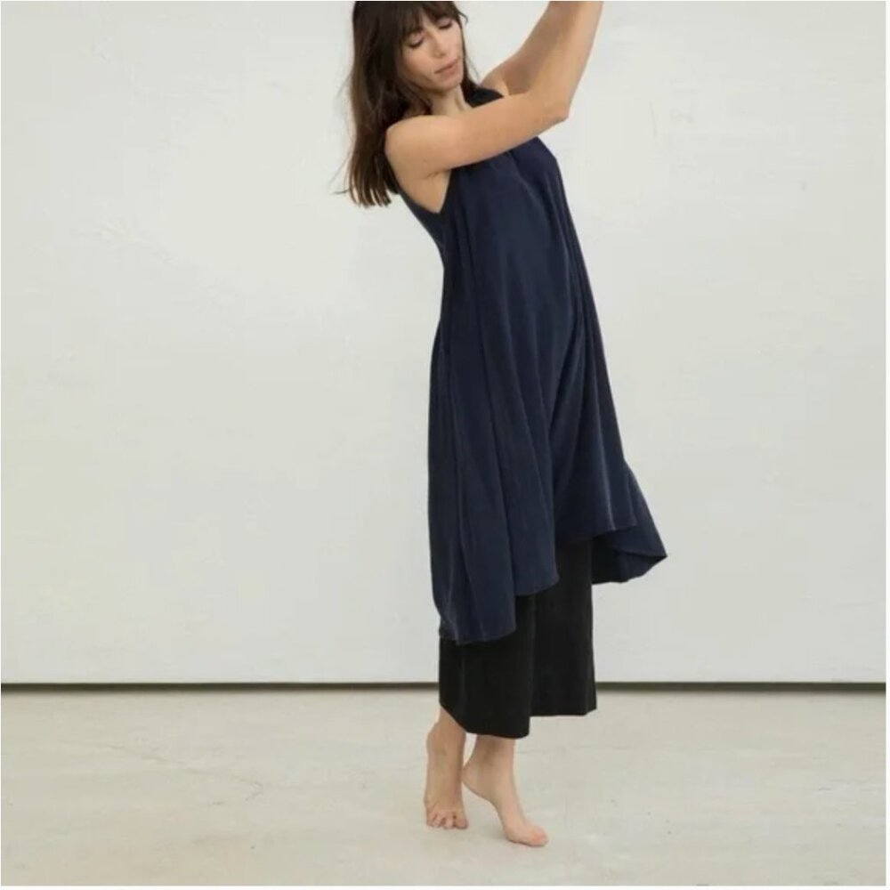 Elizabeth Suzann Navy Blue Silk Harlow Dress L